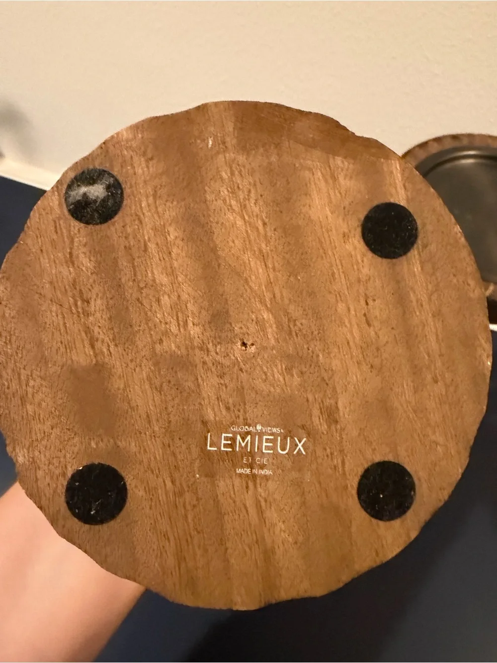 Global Views Lemieux Wooden Set  of 2 Hand-Carved Brown Wooden Candel Holders